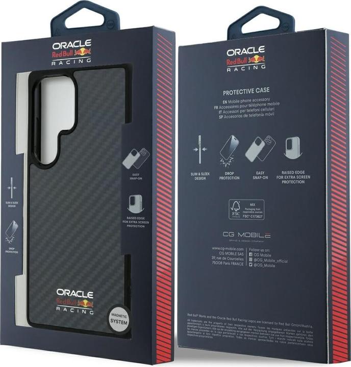Actual product image Red Bull Real Carbon Fiber Shiny Logo MagSafe Case for Samsung Galaxy S25 Ultra Black (Samsung Galaxy S25 Ultra)