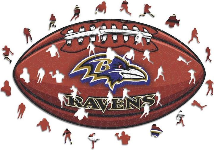 Actual product image Iconic NFL - Baltimore Ravens– Football with Logo - Wooden Puzzle Size L (500 pieces) (500 pieces)