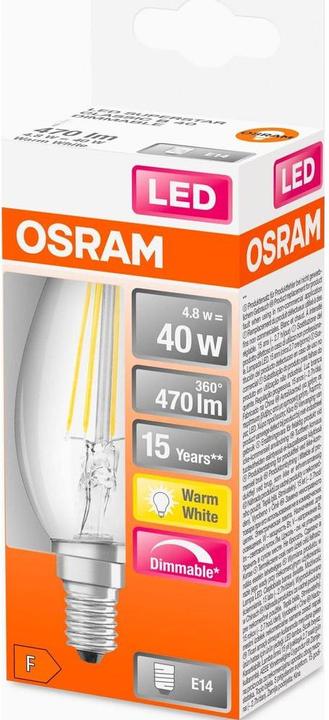 Produktbild Osram Led Retrofit Classic B (E14, 4.80 W, 470 lm, 1 x, F)