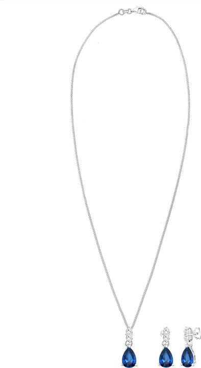 Produktbild Elli PREMIUM Schmuckset Kette Ohrhänger Syn. Saphir Zirkonia 925 Silber (Synthetischer Saphir, Zirkonia, 925er Sterling Silber)