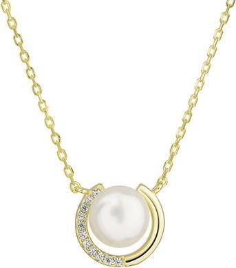 Evolution Group Gold-plated necklace with real river pearl and zircons 22039.1 (chain. pendant)