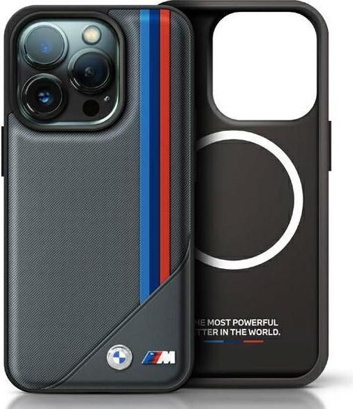 Actual product image BMW BMHMP16X23PUTRA iPhone 16 Pro Max 6.9" antracyt/antracite hardcase M Meshed Tricolor Stripes Mag (Apple iPhone 16 Pro Max)