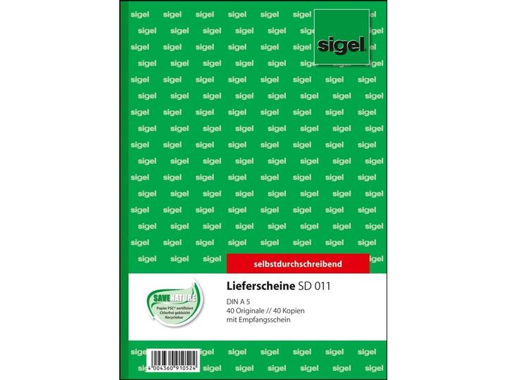 Actual product image Sigel Delivery note form Paper format: DIN A5 Carbonless: Yes (40 x)
