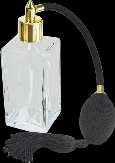 Produktbild Tischzerstäuber, Glas eckig mit Ballpumpe goldfarben für 100 ml, H 14 cm (100 ml)