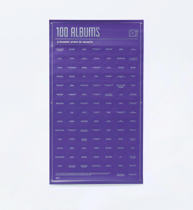 Interactive 100 albums les plus légendaires à écouter (35 x 64 cm)