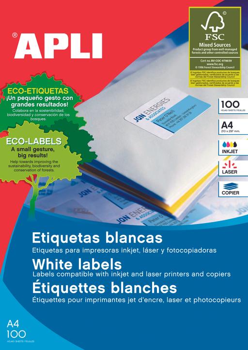 Actual product image Apli universal APARTMENTS, 105x57mm, rectangular, white 100 sheets.