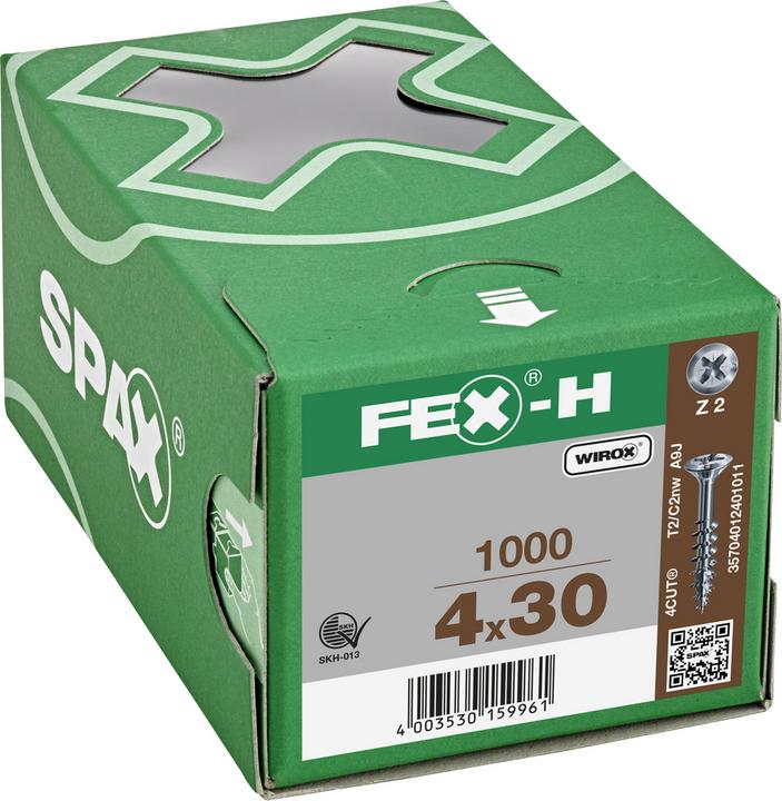 Produktbild Spax FEX H Beschlagschraube 4.0x 30 PZ 2 Stahl silber für Holzbefestigungen (1000 Schrauben pro Stück)
