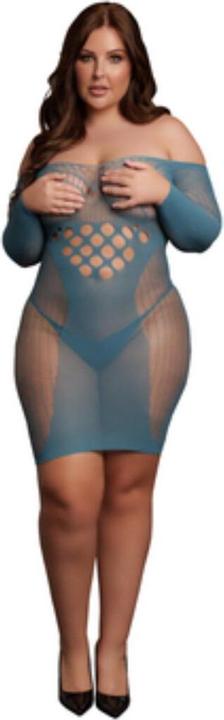 Actual product image Le Désir Long-Sleeved Net Mini Dress - Queen Size (XL, XXL, 3XL, 4XL)