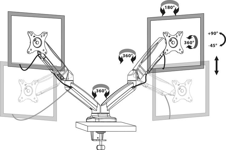 Produktbild Port Designs Monitor Arm Vesa Dualscreen (Tisch, 32.01")