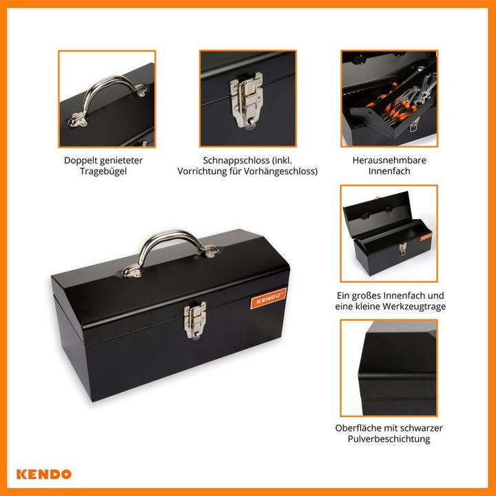 Actual product image Kendo Metal tool box, empty