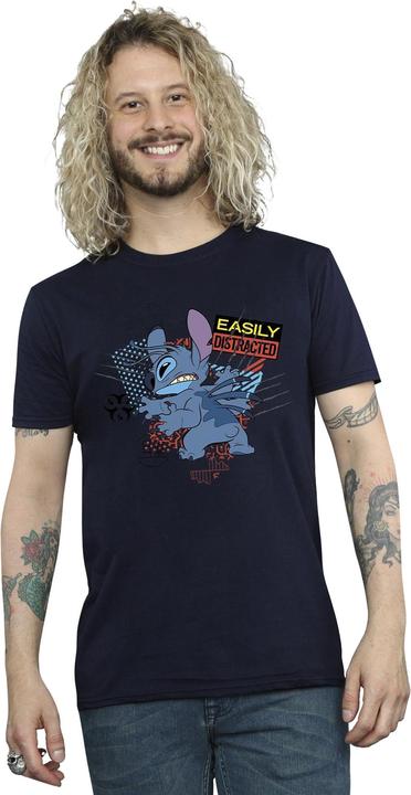 Actual product image Disney Mens Lilo And Stitch Easily Distracted T-Shirt (3XL)