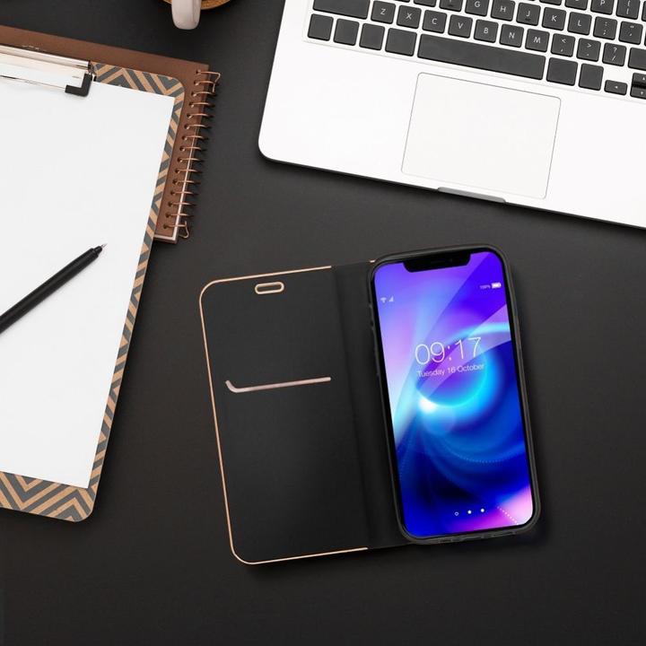 Produktbild OEM Buchtasche LUNA Book Gold für SAMSUNG A54 5G schwarz (Samsung Galaxy A54 5G)