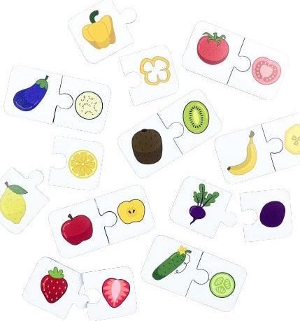 Activity Board Hölzerne Früchte und Gemüse Puzzle, 2 Stück Puzzle, Bildungsmaterial, Homeschool Vorschule Karten (20 Teile)