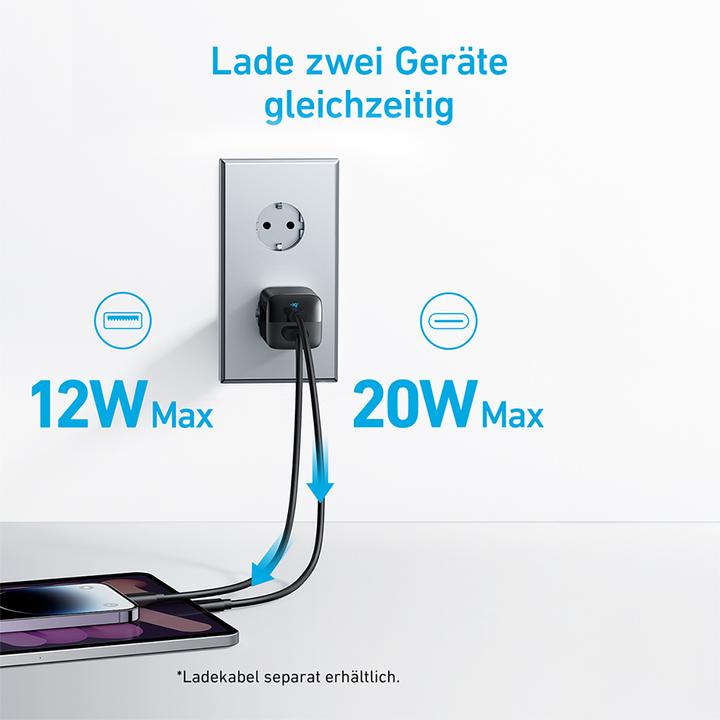 Immagine prodotto Anker 323 Caricabatterie a doppia porta da 33W, spina UE (33 W)