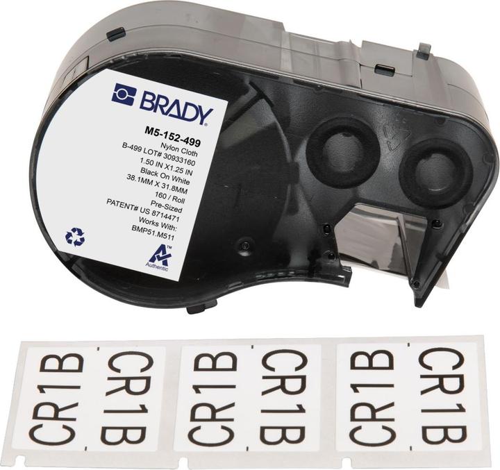Immagine prodotto Brady M5-152-499, bandiera, tessuto in nylon, nero su bianco, 38,10 x 12,70 mm, permanente (160 E.)
