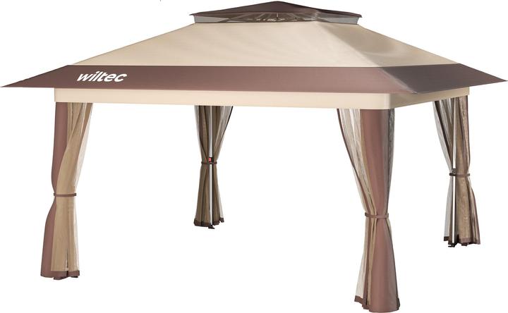 Image du produit Wiltec Pavillon pliable Moustiquaire 4x4m beige Pavillon de jardin Tente de réception Pavillion (400 cm, 400 cm)
