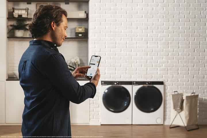 Actual product image Hoover H-WASH 700 H7W 610MBC-S front loading washing machine 10 kg 1600 rpm White (10 kg, Left, EU plug)