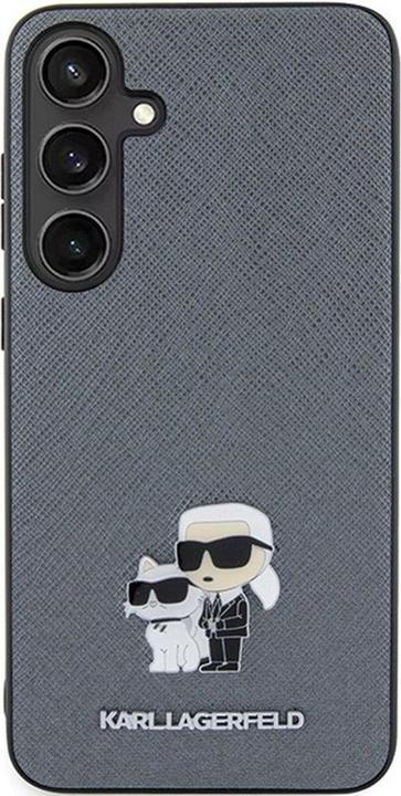 Actual product image Karl Lagerfeld KLHCMPSAKCMPG + S926 hardcase szary/grey Saffiano Karl & Choupette Metal Pin (Samsung Galaxy S24+)