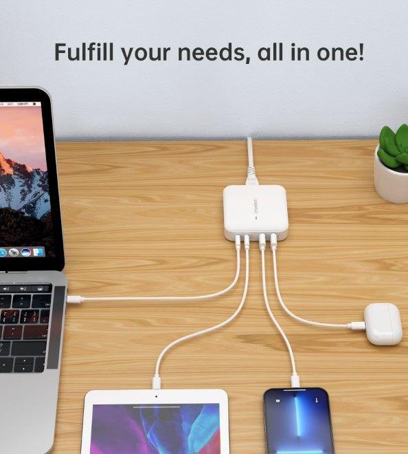 Produktbild Choetech PD8008 100W GaN-Schnellladegerät 2x USB-A / 2x USB-C - Weiss (100 W)