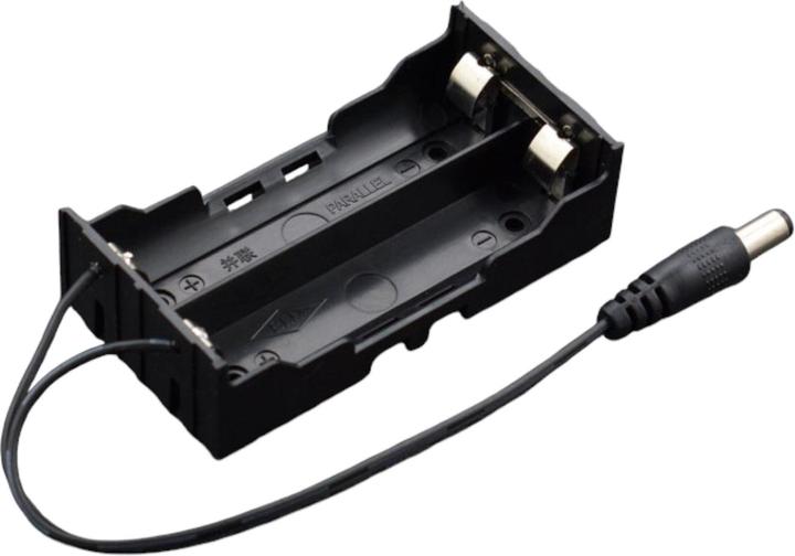 Actual product image DFRobot 2x18650 battery holder with 5.5mm DC Jack