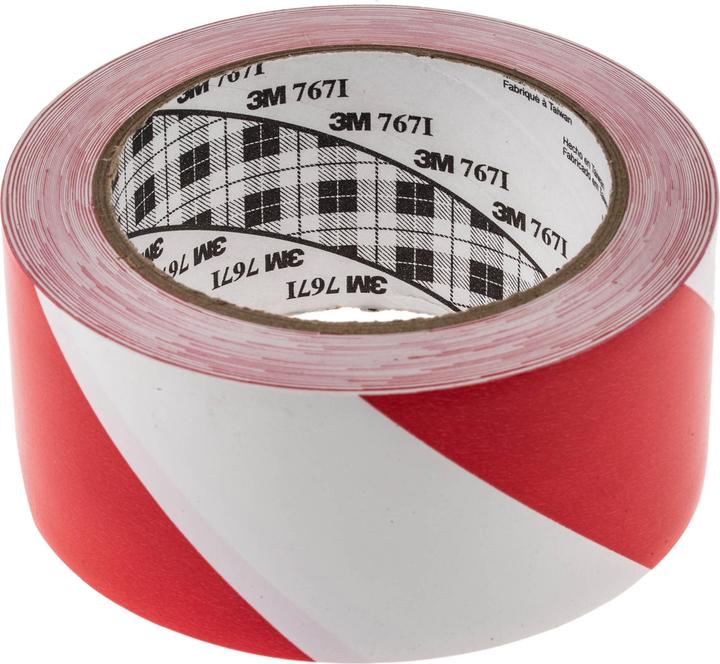 Image du produit 3M Scotch 767 Ruban de marquage en vinyle rouge, blanc Ruban de marquage au sol, épaisseur 0,13 mm, 50 (50 mm)