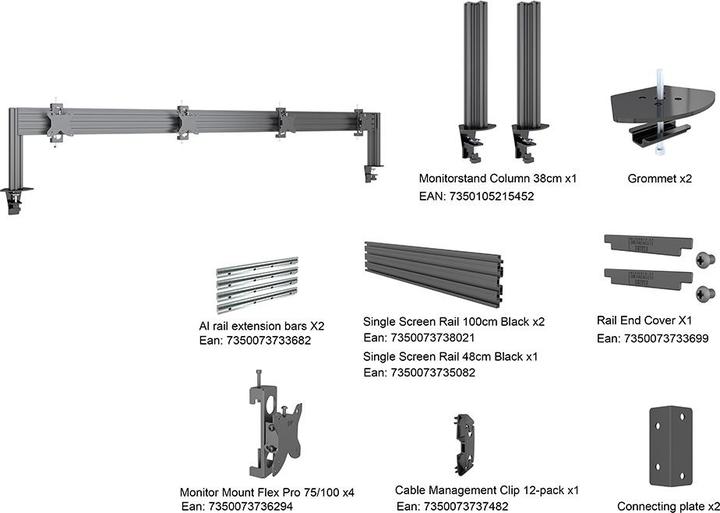 Produktbild Multibrackets Monitorhalter 4" fach bis 32", Metall, schwarz (Tisch)