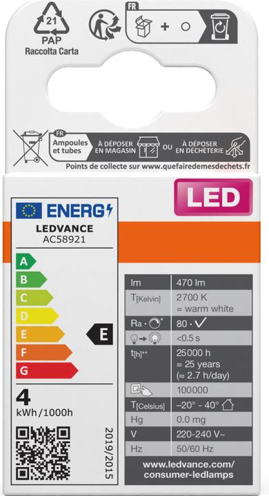 Etichetta energetica Osram Spillo (G9, 4 W, 470 lm, 1 x, E)