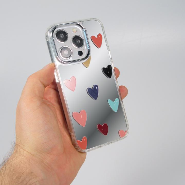 Image du produit PhoneLook Coque Silicone transparent Many Hearts avec effet miroir (Apple iPhone 15 Pro)