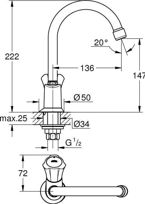 Produktbild Grohe 20393001 Badarmatur