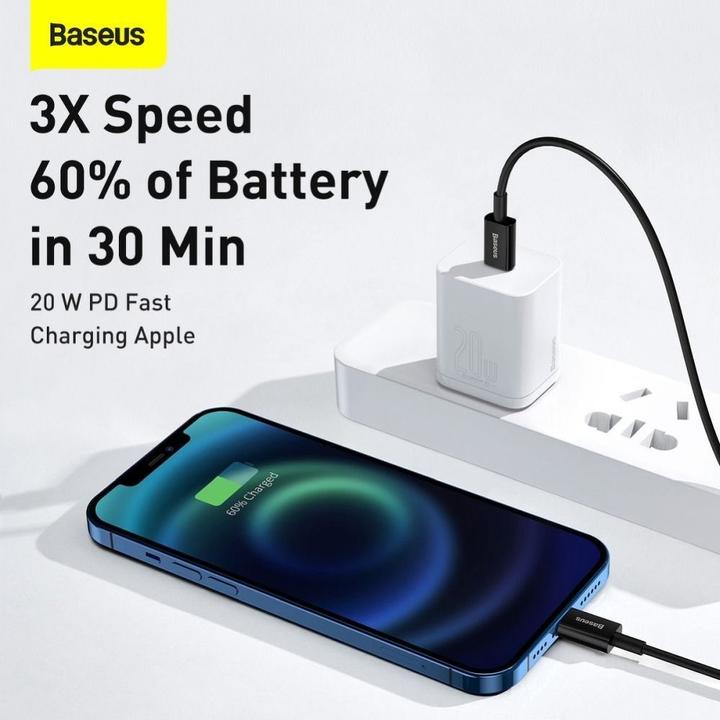 Actual product image Baseus Superior Series Cable USB-C to iP, 20W, PD, 1m (black) (1 m, USB 3.0)