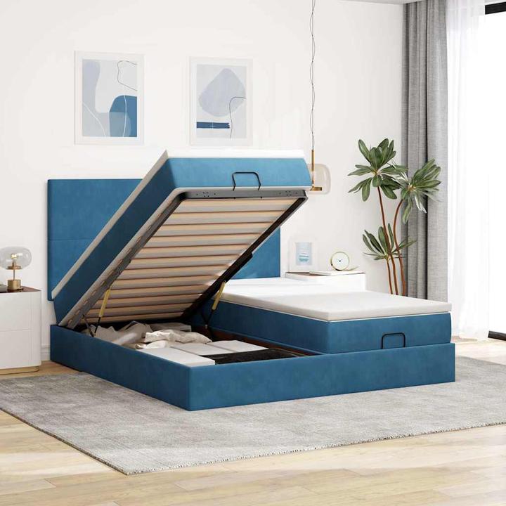 Immagine prodotto VidaXL Letto ottomano con materassi in velluto blu scuro 180x200 cm (180 x 200 cm)