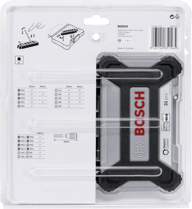 Actual product image Bosch Professional Zubehör impact control (Cross Phillips PH M2, Hexagon socket TX M20, Hexagon socket TX M25, Cross Phillips PH M1, Hexagon socket TX M15, Cross Pozidriv PZ M3, Hexagon socket TX M30, Cross Phillips PH M3, Cross Pozidriv PZ M2, Hexagon socket TX M40)