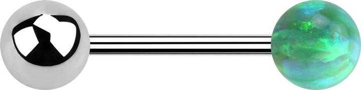 Image du produit Star Piercing Micro Barbell argent avec boule et boule opale verte (Acier chirurgical 316L, sans laiton)