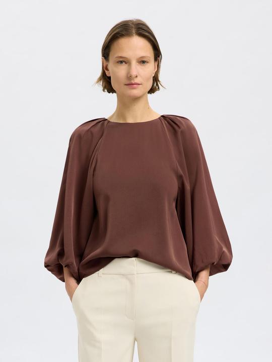 Image du produit Selected Femme Satin Bluse mit 3/4 Ärmeln (42)