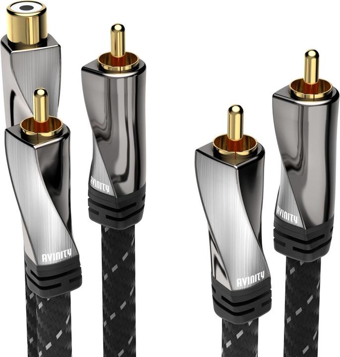 Produktbild Avinity Subwoofer-Kabel + Adapter Cinch-Kup. - 2 Cinch-St., Gewebe, vergoldet, 8 m (8 m, Cinch)