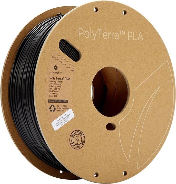 Polymaker PolyTerra (PLA, 1.75 mm, 1000 g, Schwarz)