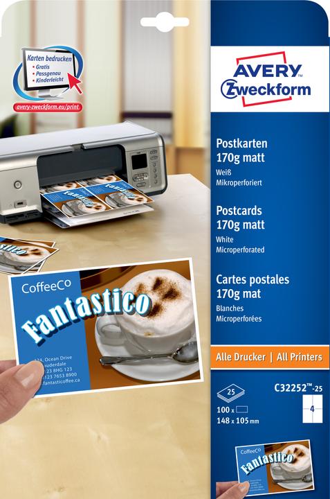 Actual product image Avery Postcards (170 g/m², A4, 25 x)