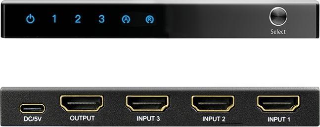 Produktbild LogiLink HDMI-Switch, 3x1-Port, 4K/60 Hz, HDCP, HDR, CEC, RC
