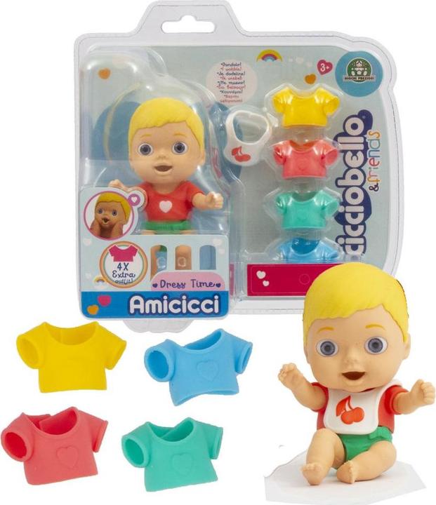 Immagine prodotto Giochi Preziosi Cicciobello Amicicci Dress Time, con 4 extra outfit colorati e bavaglino