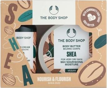 Body Shop Nourish Flourish Shea Duo Körperbutter und Duschgel Set - 50ml Körperbutter und 60ml Duschgel (Körperpflegeset)