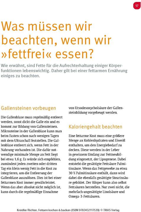 Immagine prodotto Fettarm kochen & backen (Tedesco, Tanja Knödler, Werner O. Richter, 2023)