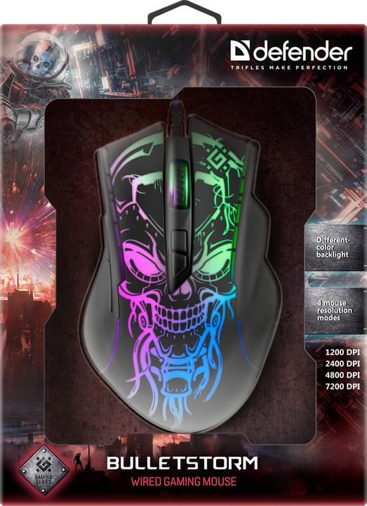 Immagine prodotto Defender Mouse ottico da gioco, cablato GM-928 BULLETSTORM 7200dpi 7P retroilluminato (Cablato)