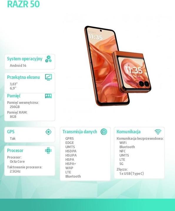 Produktbild Motorola Razr 50 (256 GB, Spritzige Orange, 271.65", SIM + eSIM, 50 Mpx, 5G)