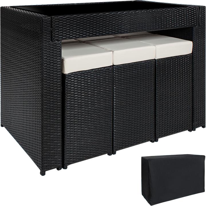 Actual product image tectake Rattan garden furniture bar set Ibiza with protective cover