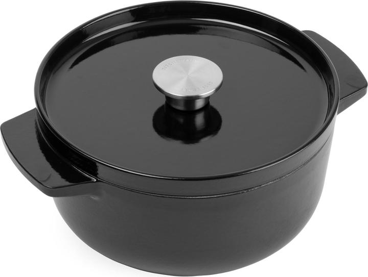Produktbild KitchenAid braadpan 22cm - gemailleerd gietijzer - onyx zwart - rond (22 cm, Bräter + Schmortopf, Gusseisen)