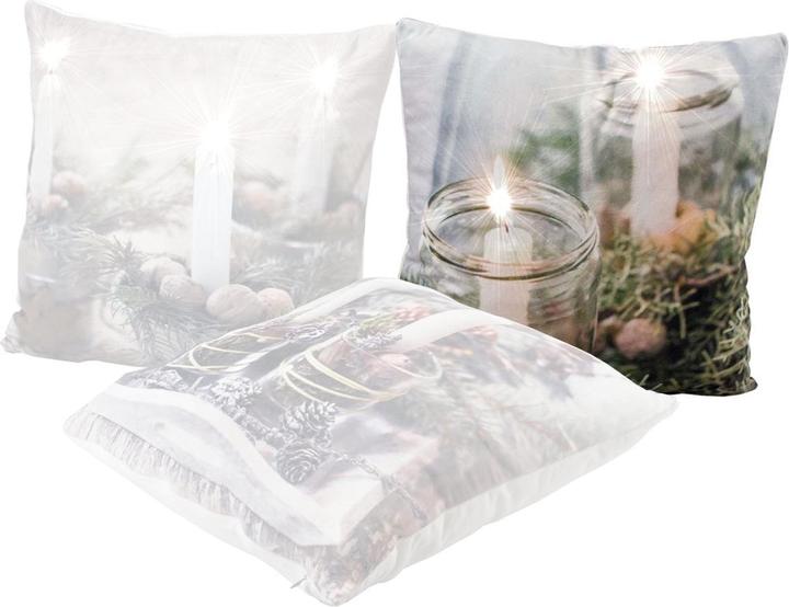 Produktbild HTI-Living Kissen LED Weihnachten 2 Kerzen im Glas (40 x 40 cm)