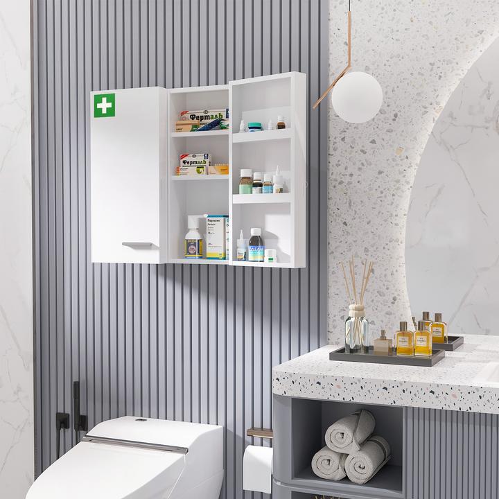 Actual product image Kleankin Medicine cabinet with 2 doors and lock (55 x 18 x 60 cm)