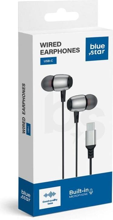 Immagine prodotto BlueStar Wired headphones Blue Star BLUE STAR wire earphones Type C (DAC) with microphone M09C 1,2 m black (Cablato)