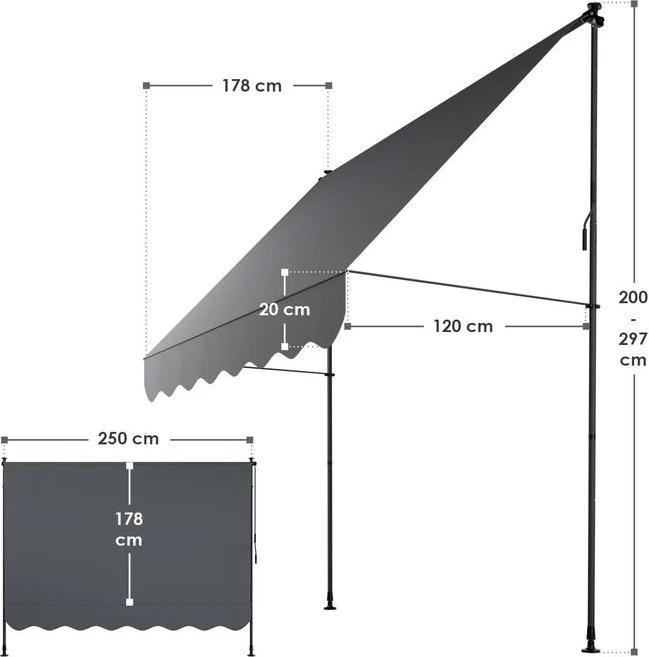 Image du produit Juskys Klemmmarkise Kapstadt (2.50 m)