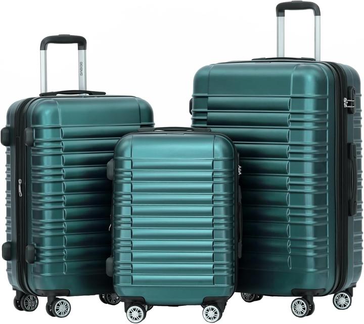 Immagine prodotto Beibye 3-teiliges Hartschalenkofferset mit Zwillingsrollen (Bagaglio a mano (fino a 50 litri), M (50 - 90l), XL (da 115l))
